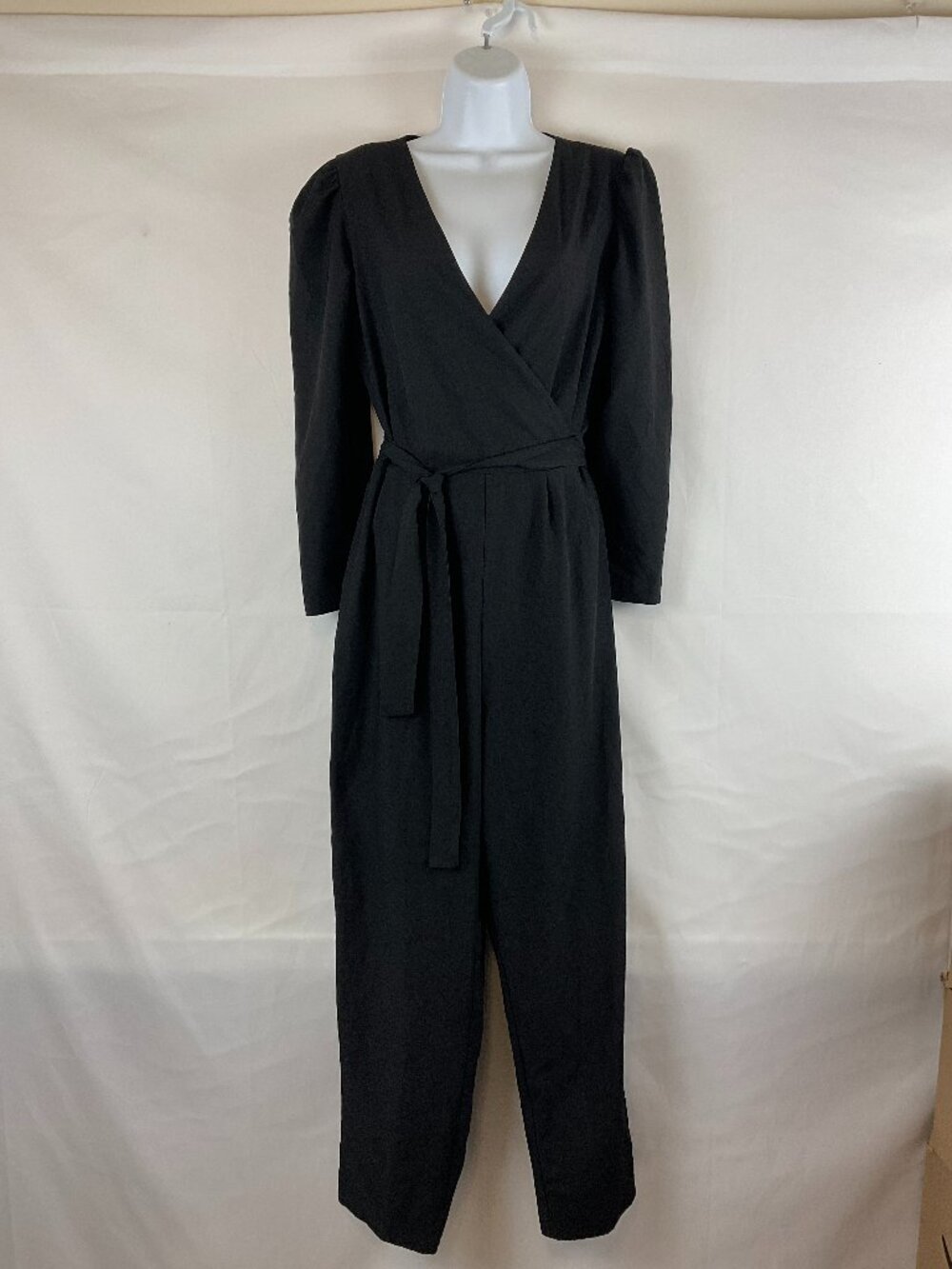 Julia Jordan Long Sleeve Formal Jumpsuit S Black Crossover Neckline Tie Waist